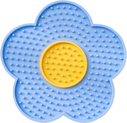 Cats Lick Pad With Suctions Cup Slow Feeders Licking Mat Flower Shape Silicone Pad With Suctions Cup Dog Licking Mat Silicone