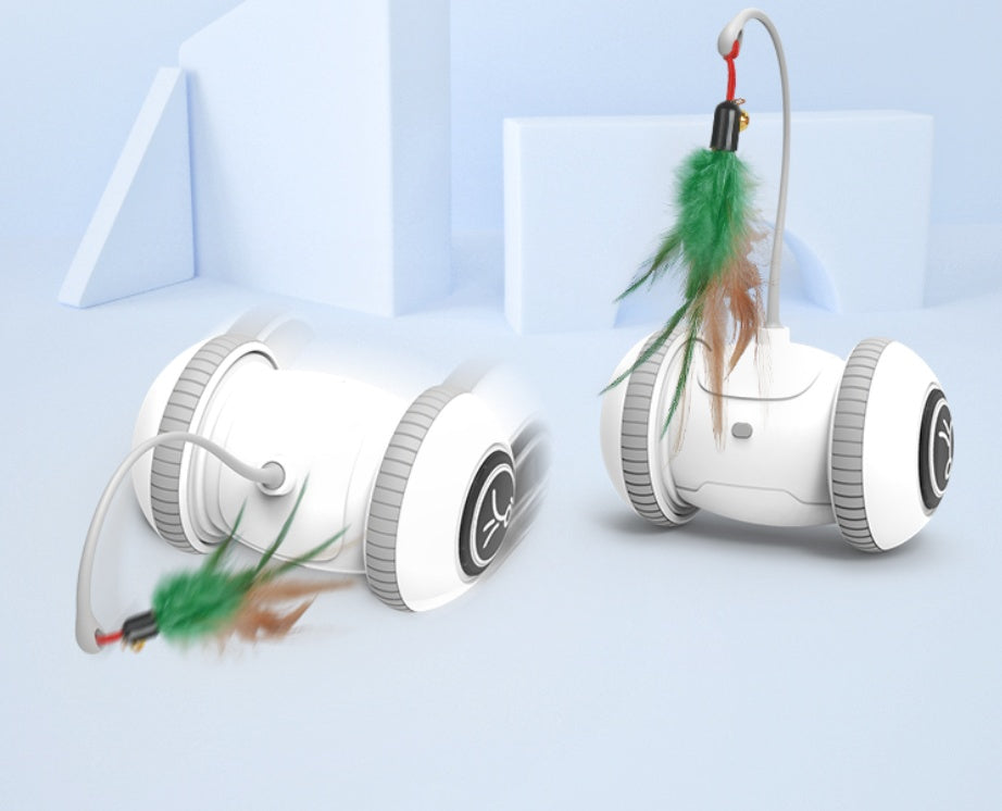 Interactive Cat Feather Toy with Interchangeable Heads 