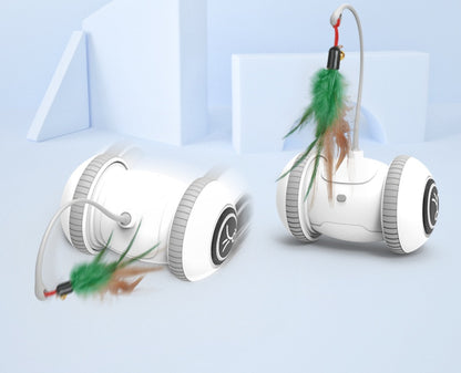 Interactive Cat Feather Toy with Interchangeable Heads 