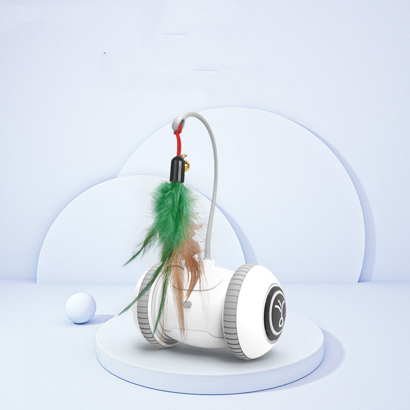Interactive Cat Feather Toy with Interchangeable Heads 