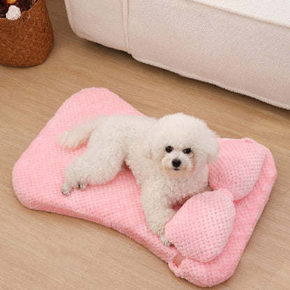 Soft Plush Pet Bed Mat With Pillow  Calming Cushion Dog Cat Large Cleaning Puppy Bed Bed For Cats Sofa