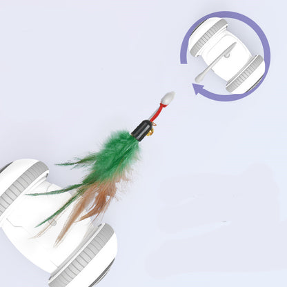 Interactive Cat Feather Toy with Interchangeable Heads 