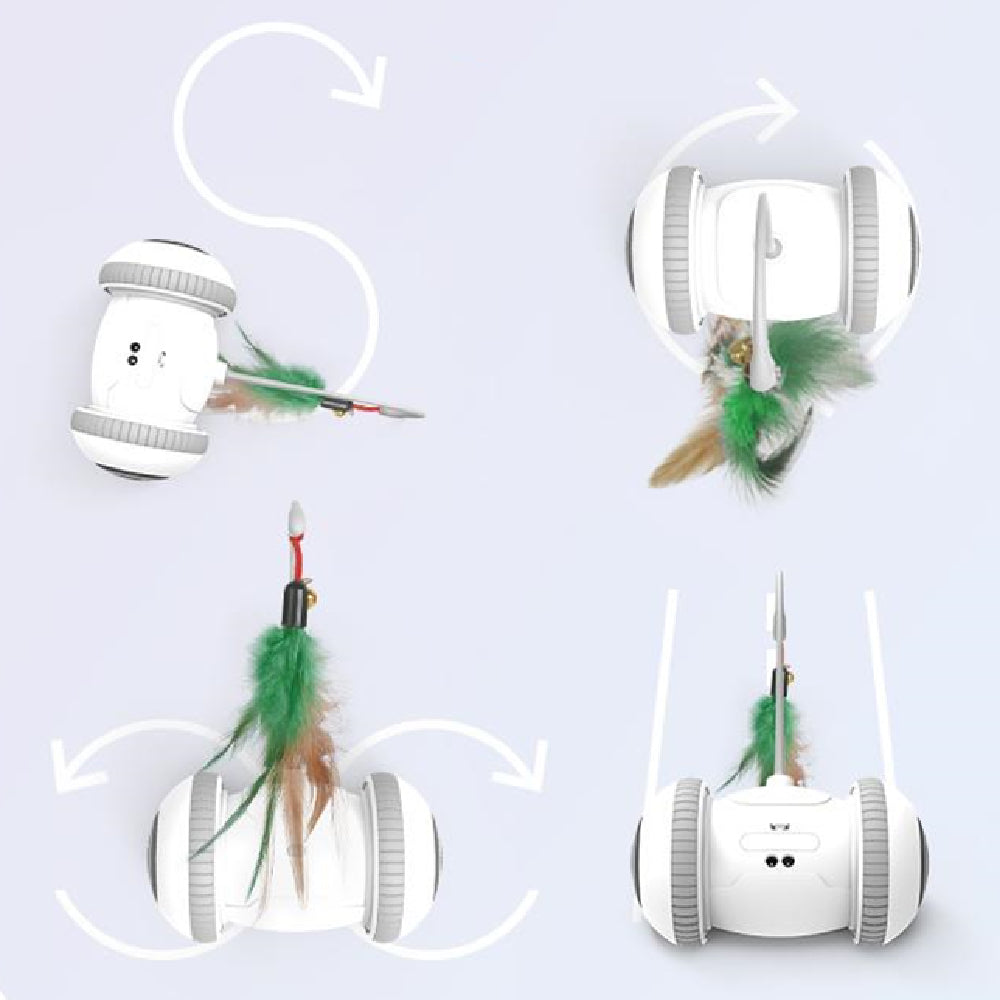 Interactive Cat Feather Toy with Interchangeable Heads 
